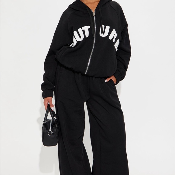NWT Fashion Nova Black Culture Track Suit XL Wide leg pants - Picture 3 of 6
